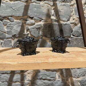 Versace Meets Rosenthal Set of 2 Medusa Grande Black Paperweights